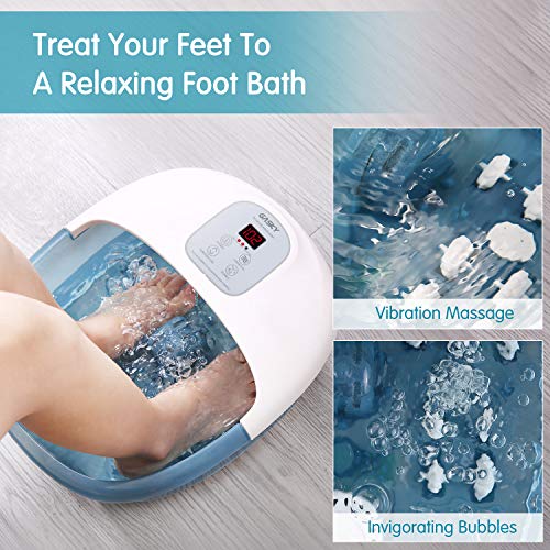 Foot Spa Bath Massager with Heat Bubbles Vibration, 14 Shiatsu Ma...