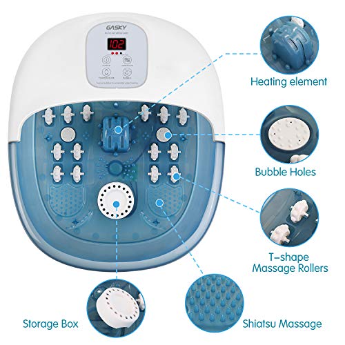 Foot Spa Bath Massager with Heat Bubbles Vibration, 14 Shiatsu Ma...