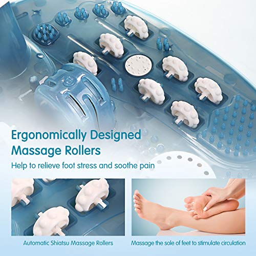 Foot Spa Bath Massager with Heat Bubbles Vibration, 14 Shiatsu Ma...