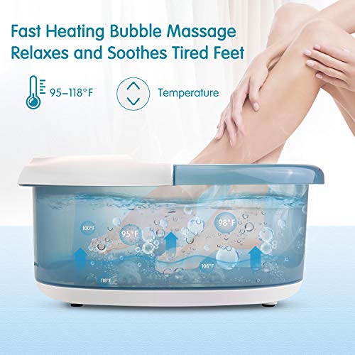 Foot Spa Bath Massager with Heat Bubbles Vibration, 14 Shiatsu Ma...
