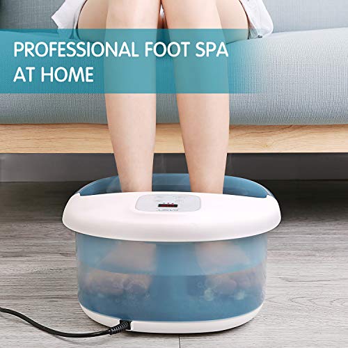 Foot Spa Bath Massager with Heat Bubbles Vibration, 14 Shiatsu Ma...