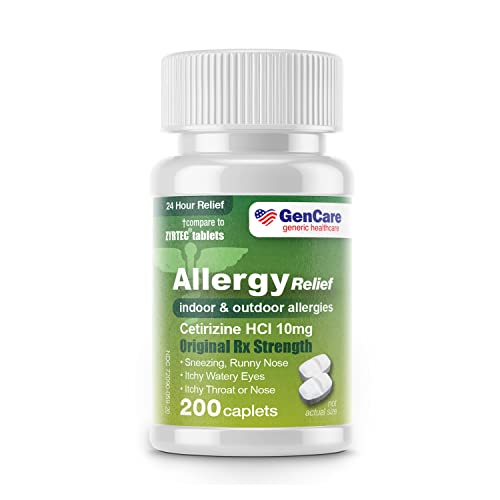 GenCare - Cetirizine HCL 10 mg 200 Count | 24 Hour Allergy Reli...