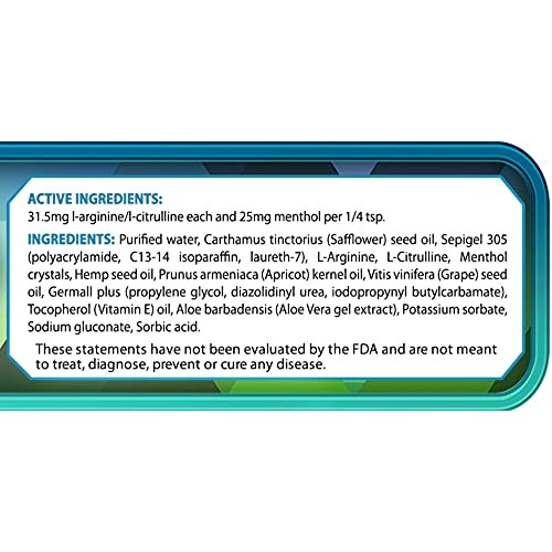 Arginine Circulation Cream 4 ounces - Menthol, L Arginine & L Cit...