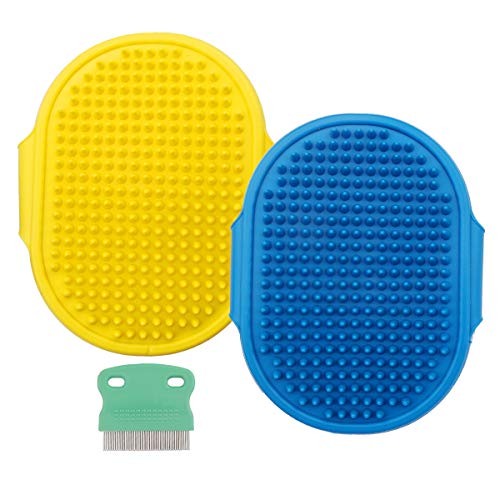 Fantye 2 Pcs Dog Grooming Brush, Pet Bash Brush Rubber Dog Brush ...
