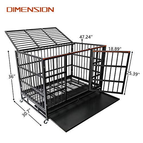 Otaid 48 Inch Heavy Duty Indestructible Dog Crate Cage Kennel wit...