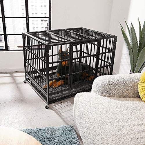 Otaid 48 Inch Heavy Duty Indestructible Dog Crate Cage Kennel wit...