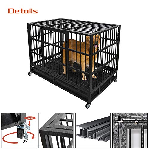 Otaid 48 Inch Heavy Duty Indestructible Dog Crate Cage Kennel wit...
