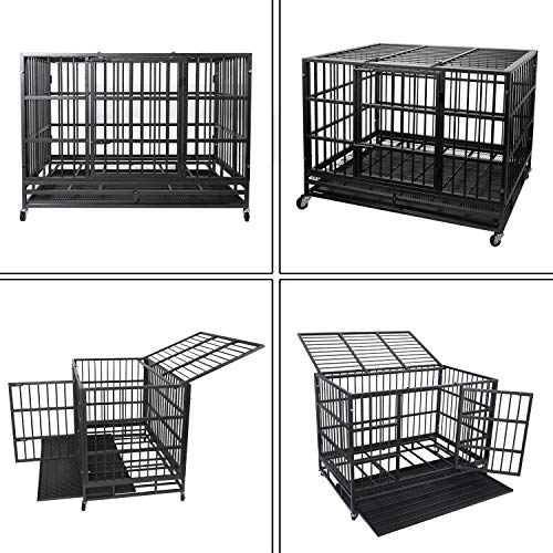 Otaid 48 Inch Heavy Duty Indestructible Dog Crate Cage Kennel wit...