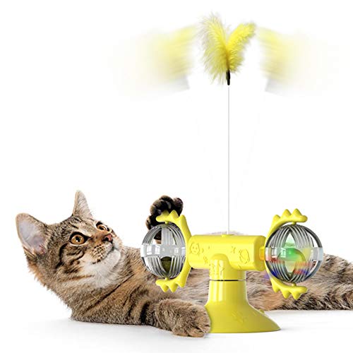 Sterose Funny Tickle Cat Toy Whirling Windmill Catnip with Feathe...