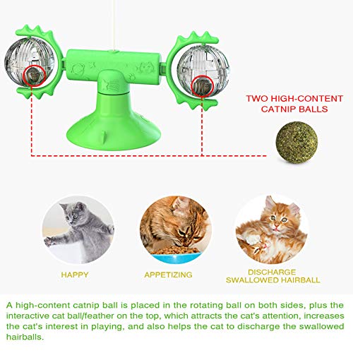 Sterose Funny Tickle Cat Toy Whirling Windmill Catnip with Feathe...