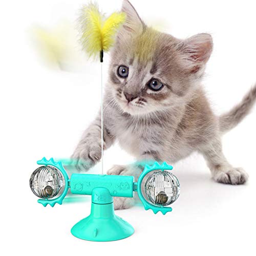 Sterose Funny Tickle Cat Toy Whirling Windmill Catnip with Feathe...