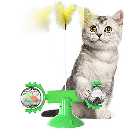 Sterose Funny Tickle Cat Toy Whirling Windmill Catnip with Feathe...