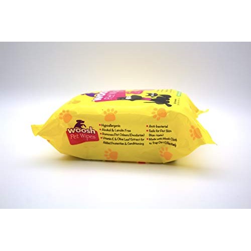 Woosh Pet Wipes Hypoallergenic, Non-Toxic for Dogs or Cats, with ...