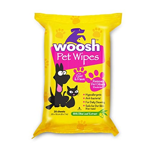 Woosh Pet Wipes Hypoallergenic, Non-Toxic for Dogs or Cats, with ...