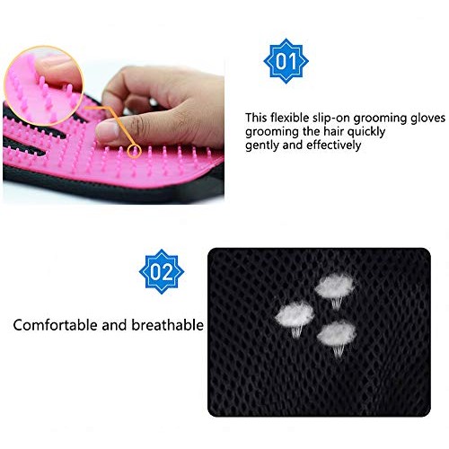 Pet Grooming Glove Gentle Deshedding Brush Glove Efficient Pet Ha...