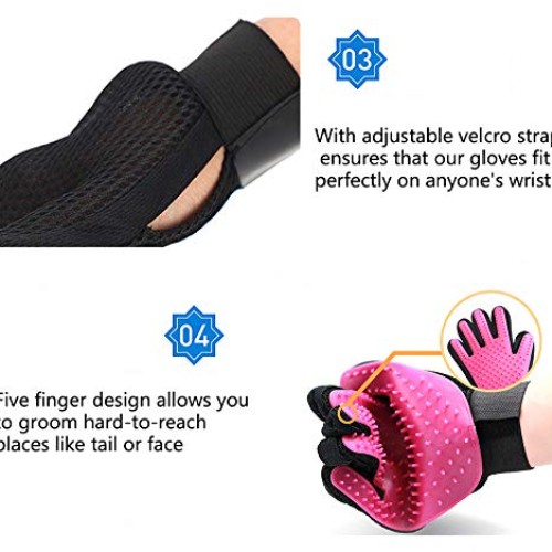 Pet Grooming Glove Gentle Deshedding Brush Glove Efficient Pet Ha...