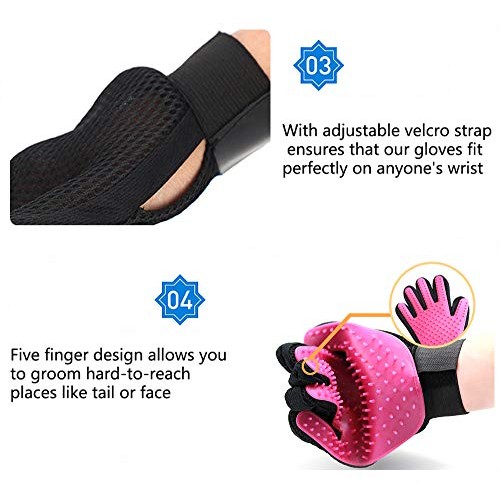 Pet Grooming Glove Gentle Deshedding Brush Glove Efficient Pet Ha...