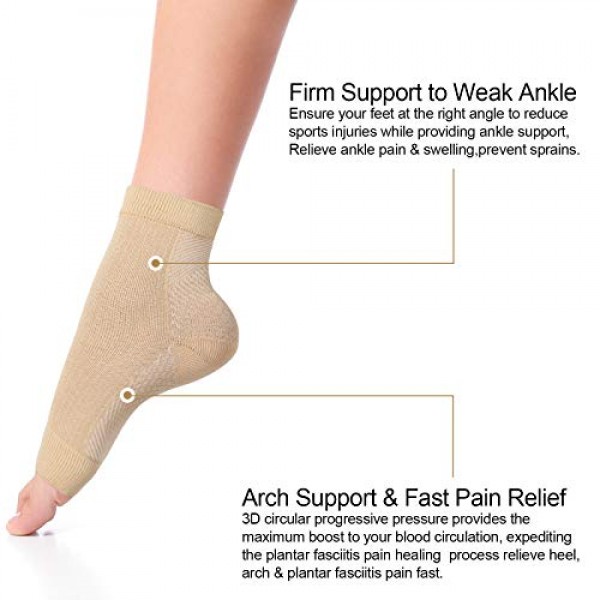 7 Pairs Compression Foot Sleeves Ankle Compression Socks for Foot...