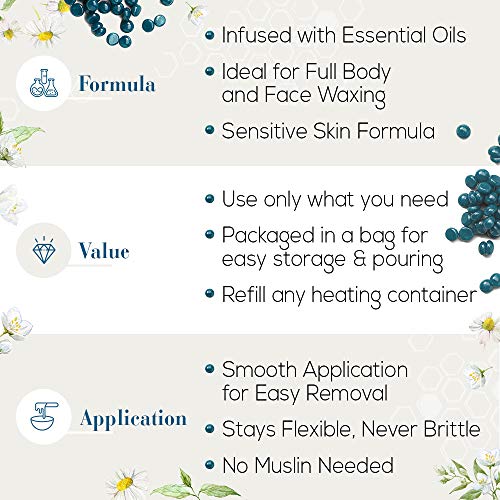 GiGi Hard Wax Beads, Soothing Azulene Hair Removal Wax for Sensit...
