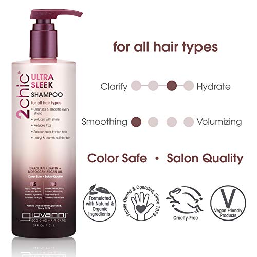GIOVANNI 2chic Ultra-Sleek Shampoo 24 oz. Brazilian Phyto-Keratin...