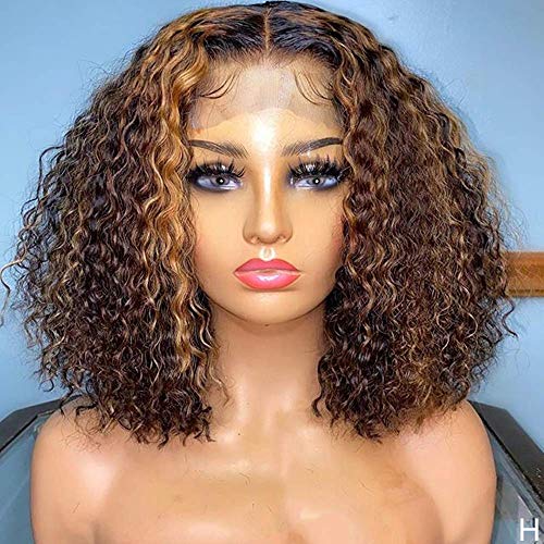 Ombre Brown Blonde Highlights Colored Curly Wave Brazilian Virgin...
