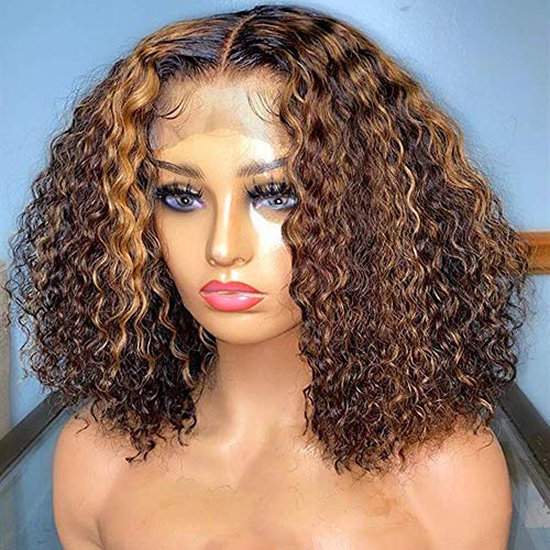 Ombre Brown Blonde Highlights Colored Curly Wave Brazilian Virgin...