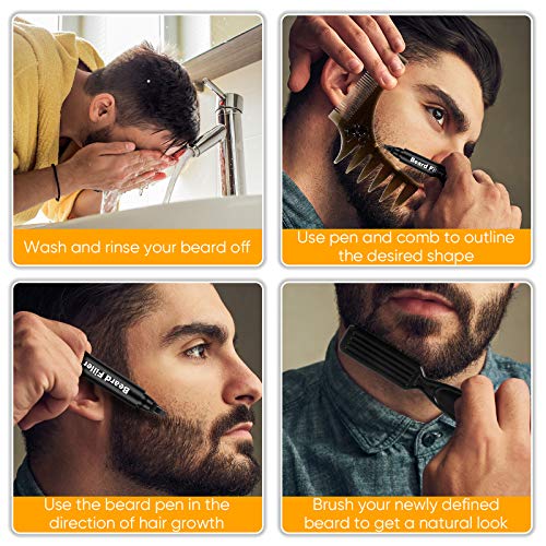 2 Packs Beard Pencil Filler Black with Brush and Beard Styling ...