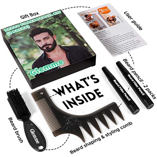 2 Packs Beard Pencil Filler Black with Brush and Beard Styling ...