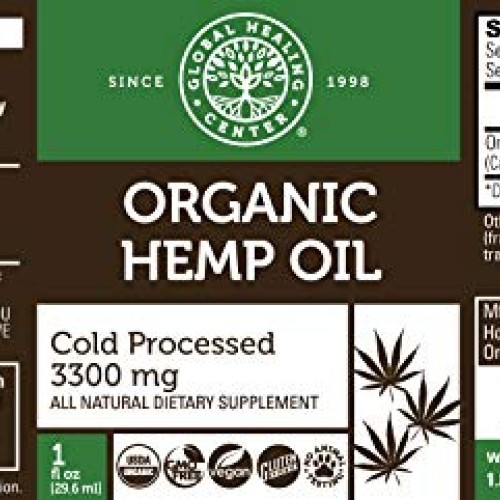 Global Healing Center USDA Organic Hemp Oil | 3300mg Liquid for R...