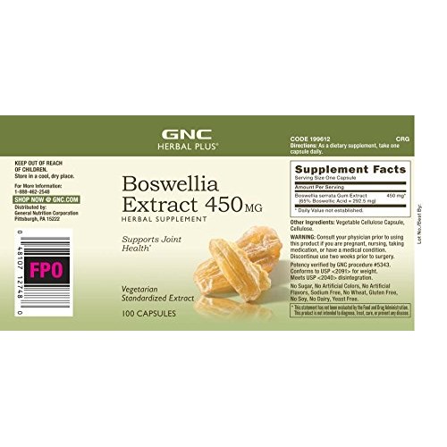 GNC Herbal Plus Boswellia Extract 450mg | Supports Joint Health |...