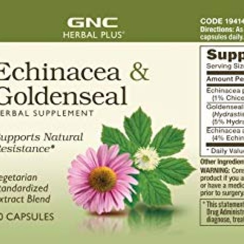 GNC Herbal Plus Echinacea & Goldenseal, 50 Capsules, Supports Nat...