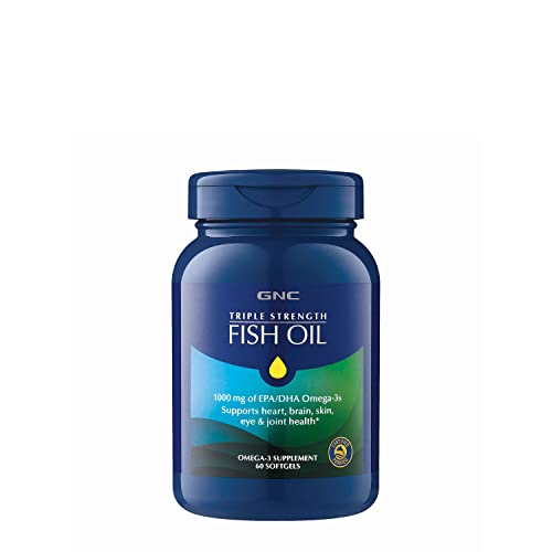 GNC Triple Strength Omega 3 Fish Oil 1000mg, 60 Count, Supports J...