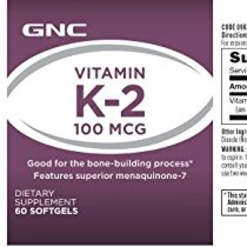 GNC Vitamin K-2 100mcg, 60 Softgels, Good for The Bone-Building P...