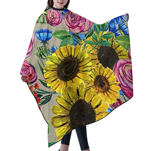 Watercolor Sunflower Salon Hair Cut Hairdressing Hairdresser Wate...