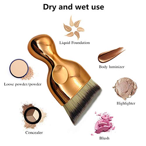 Angled Flat Foundation Brush High Density Face Body Kabuki Makeup...