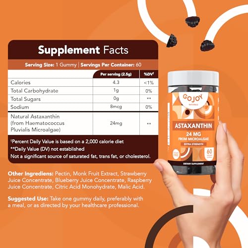 GOJOY NATURALS Chewable Astaxanthin Gummies - Natural Astaxanthin...