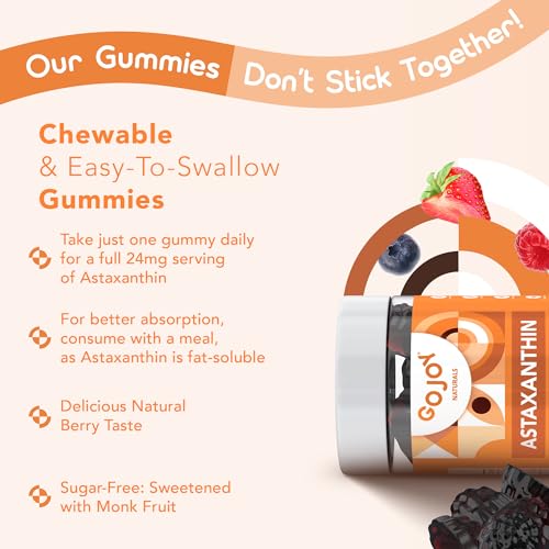 GOJOY NATURALS Chewable Astaxanthin Gummies - Natural Astaxanthin...