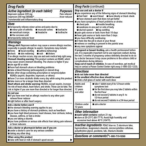 GoodSense All Day Pain Relief, Naproxen Sodium Tablets 220mg, 100...