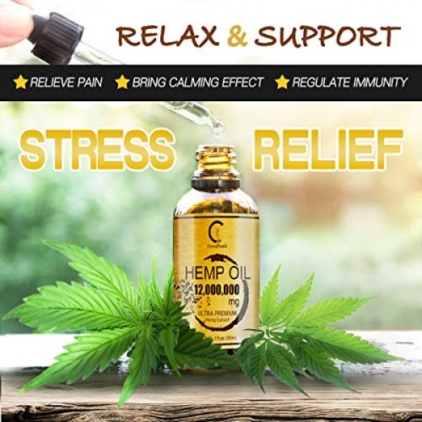 2 Pack 12000000MG Hemp Oil Extract for Stress Relief and Better...