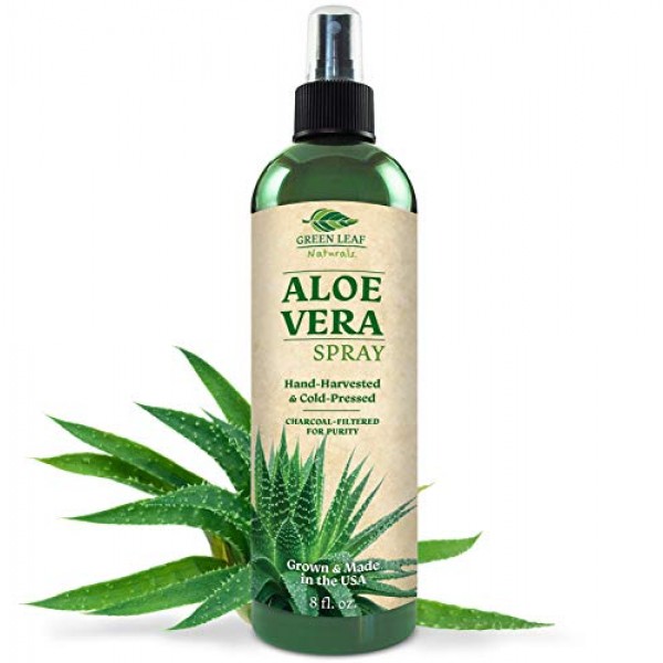 Green Leaf Naturals Cold Pressed Aloe Vera Spray for Skin, Hair, ...