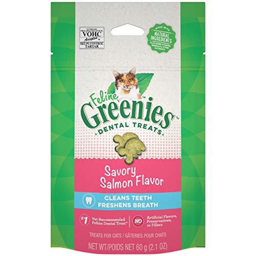 FELINE GREENIES Dental Cat Treats, Savory Salmon Flavor, 2.1 oz. ...