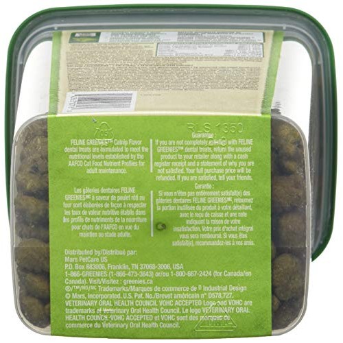 FELINE GREENIES Natural Dental Care Cat Treats Catnip Flavor, 11 ...
