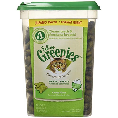 FELINE GREENIES Natural Dental Care Cat Treats Catnip Flavor, 11 ...