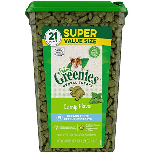 FELINE GREENIES Natural Dental Care Cat Treats, Catnip Flavor, Al...