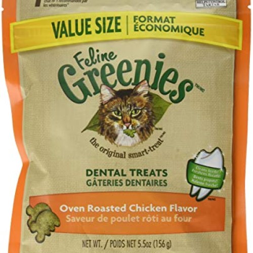 FELINE GREENIES Natural Dental Care Cat Treats Oven Roasted Chick...