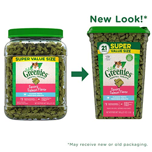 FELINE GREENIES Natural Dental Care Cat Treats Savory Salmon Flav...