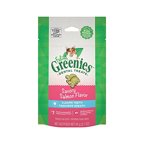 FELINE GREENIES Natural Dental Care Cat Treats Savory Salmon Flav...