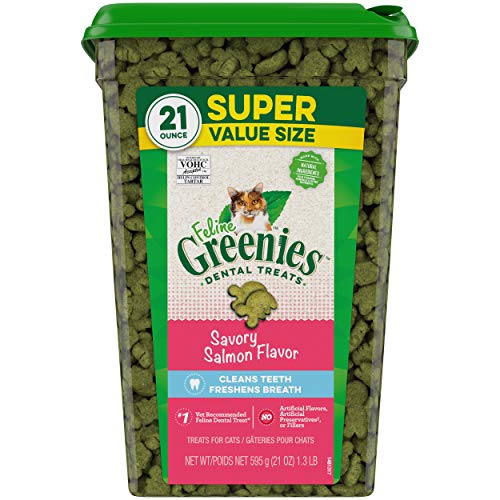 FELINE GREENIES Natural Dental Care Cat Treats Savory Salmon Flav...