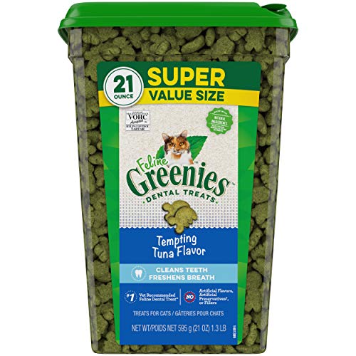 FELINE GREENIES Natural Dental Care Cat Treats Tempting Tuna Flav...