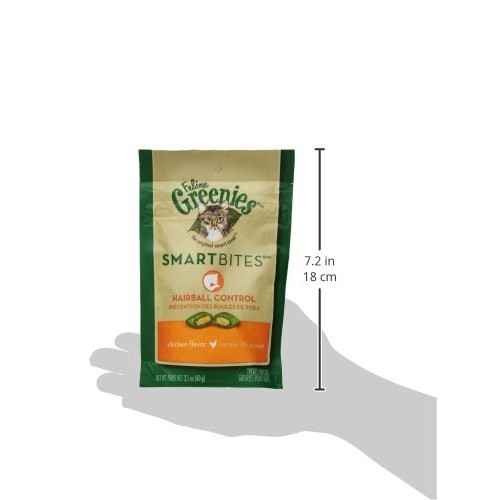 FELINE GREENIES SMARTBITES Hairball Control Cat Treats Chicken Fl...